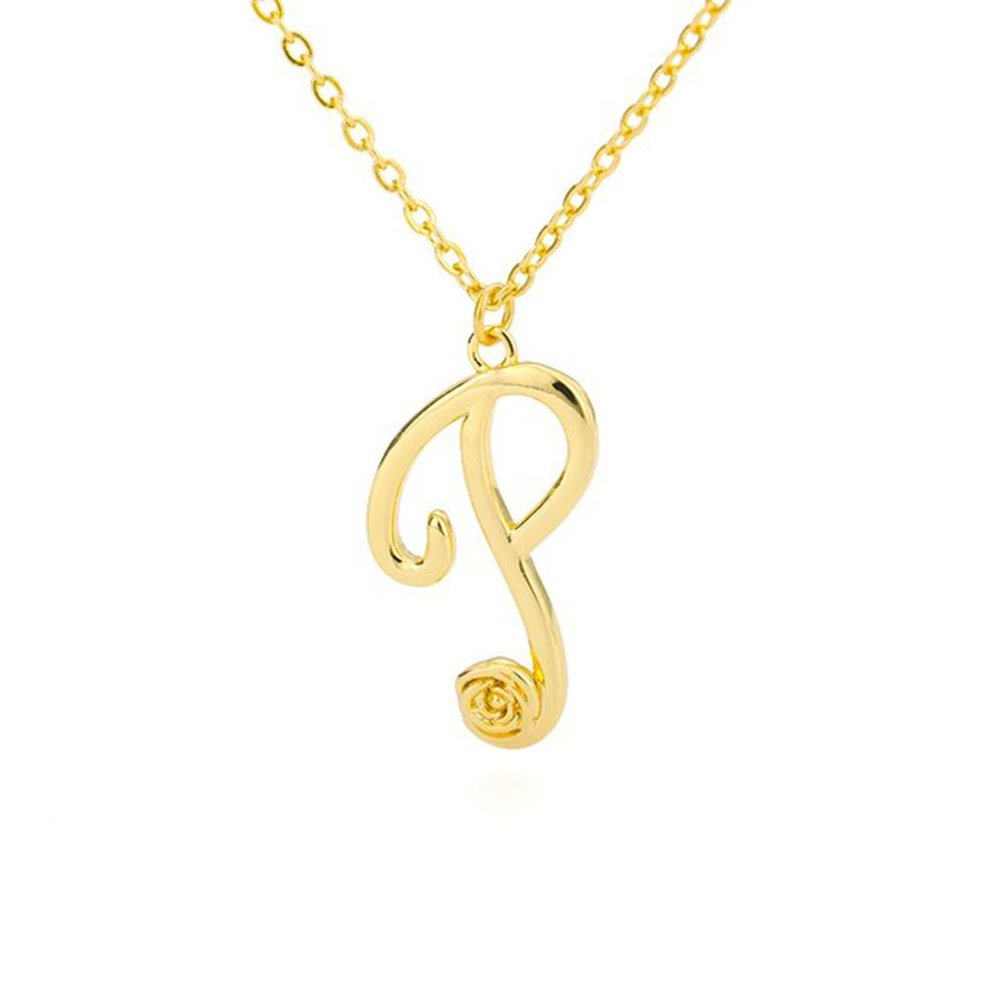 Letter Flower Necklace - Letter P